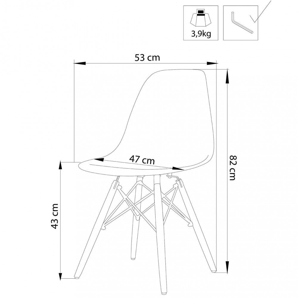 Sedia per sala da Pranzo trasparente in Policarbonato,Acciaio,Legno cm 51,5×46,5×83 – DENTON