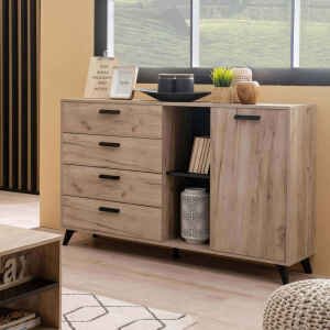 madia quattro cassetti un anta moderna minimal in legno cm 137,5 x 40 x 90,5 h – FRANCI