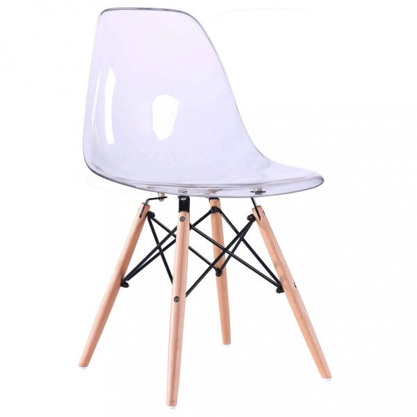 Sedia per sala da Pranzo trasparente in Policarbonato,Acciaio,Legno cm 51,5×46,5×83 – DENTON