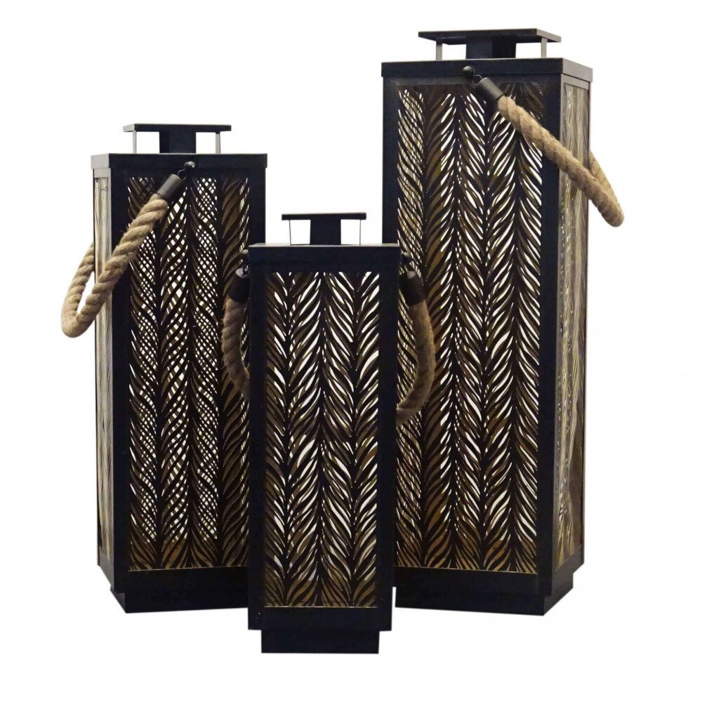 Set di 3 lanterne in Acciaio cm 20x20x69 – ZUBIN