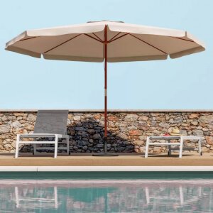 Ombrellone da Giardino Rotondo 3 palo centrale in legno,poliestere – LENA