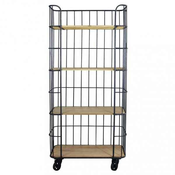 Scaffale Industrial con ruote in Legno,Metallo cm 77x40x168 – BRAXTON