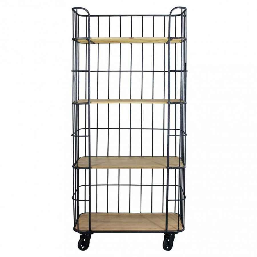 Scaffale Industrial con ruote in Legno,Metallo cm 77x40x168 – BRAXTON