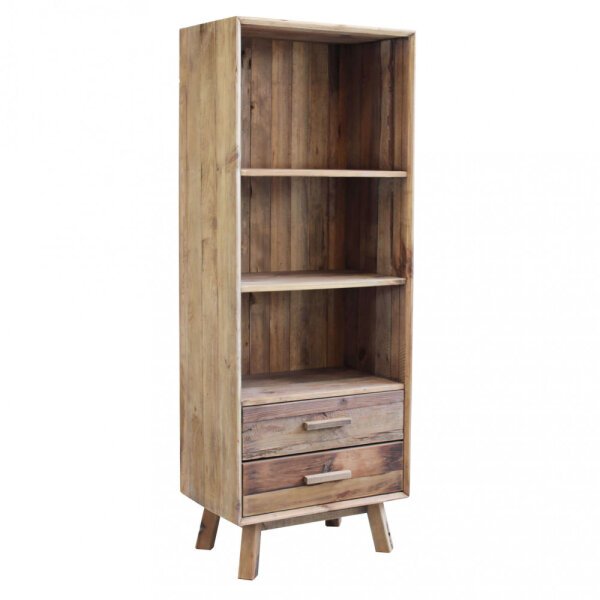 Libreria con 2 cassetti e 3 ripiani in Pino riciclato cm 60x40x160 – PINE