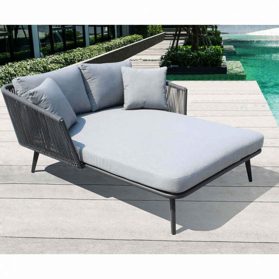Divano Letto da Giardino con cuscini in Alluminio,Corda cm 160x139x70 – RANULPH