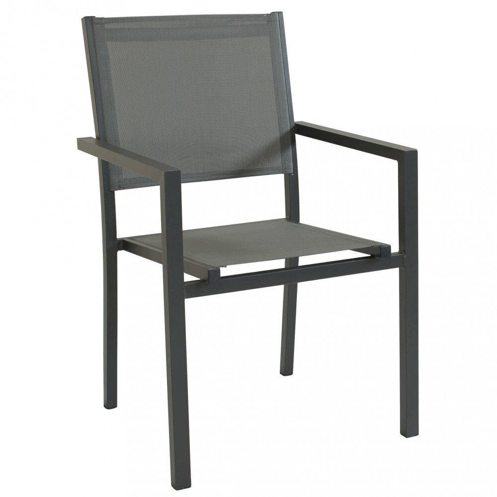 Poltrona da Giardino Impilabile in Alluminio,Textilene cm 55x58x85 – WOODY