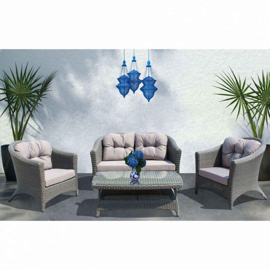 Salotto da Giardino con cuscini 4 posti in Alluminio,Wicker – BRODY