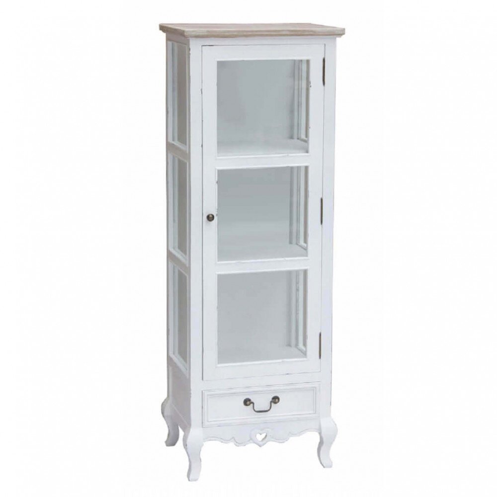 Credenza con vetrina shabby chic in Legno,Vetro cm 50x37x141 – ROB