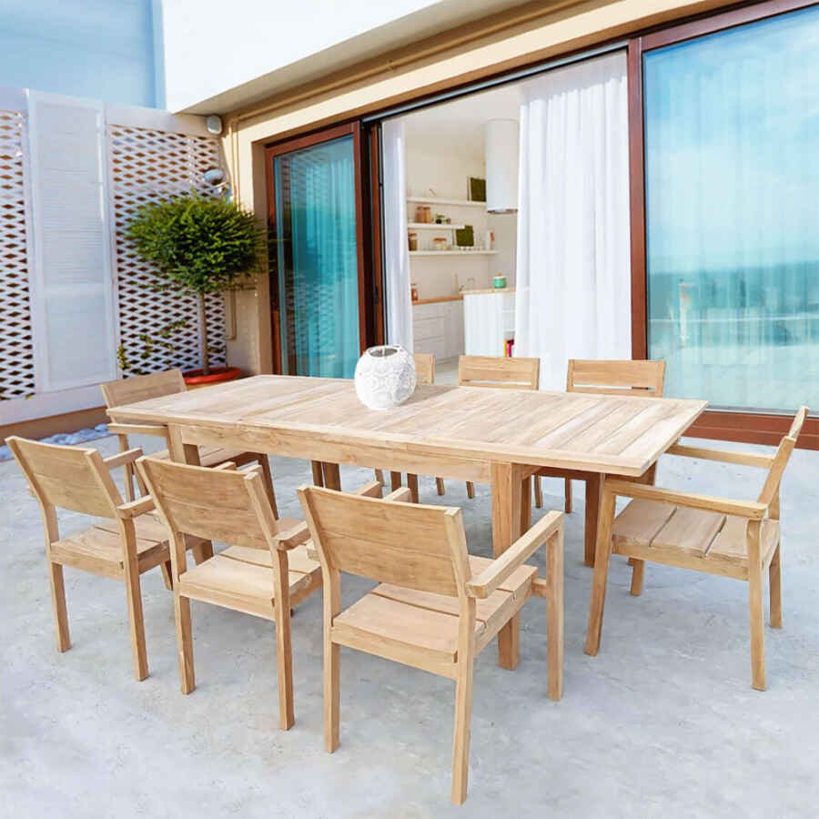 Tavolo da Giardino in Teak Allungabile 150-210×90 – POLDIE