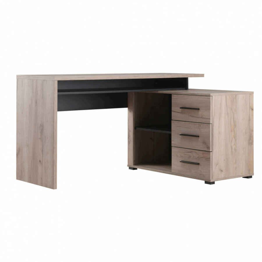 scrivania angolare con vani portaoggetti 3 cassetti cm 137,5 x 101,5 x 75 h – ROCK