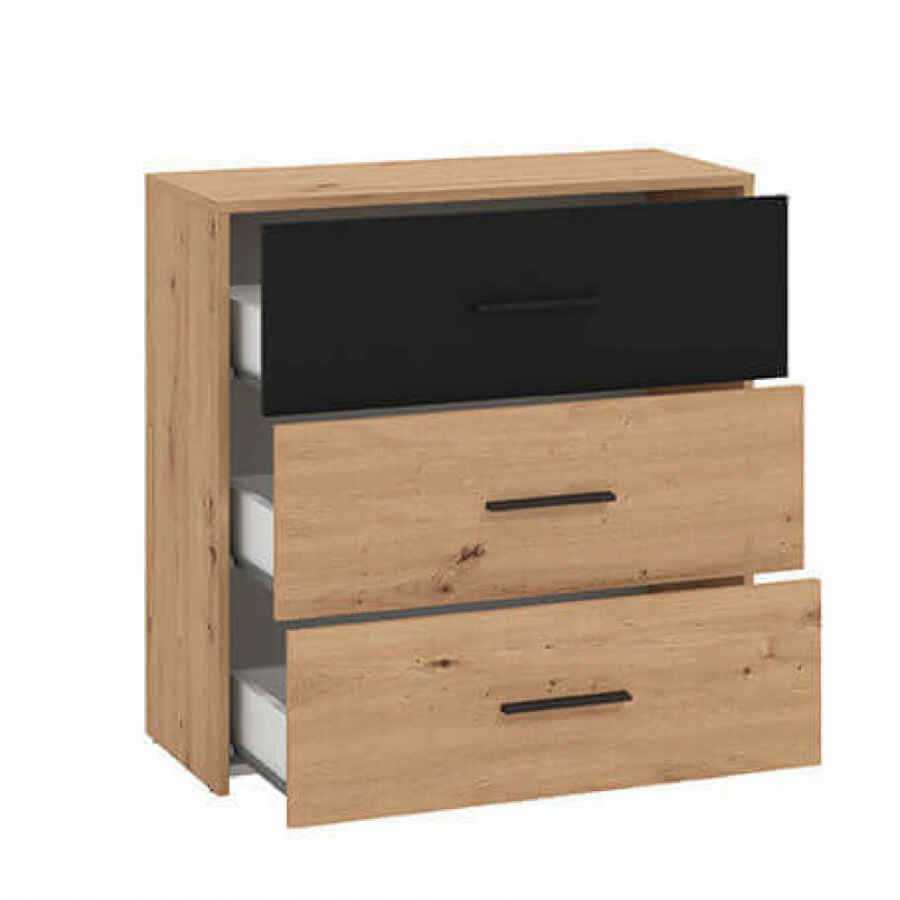 comò tre cassetti moderno minimal in legno cm 80,6 x 33,2 x 80,5 h – TIMBER