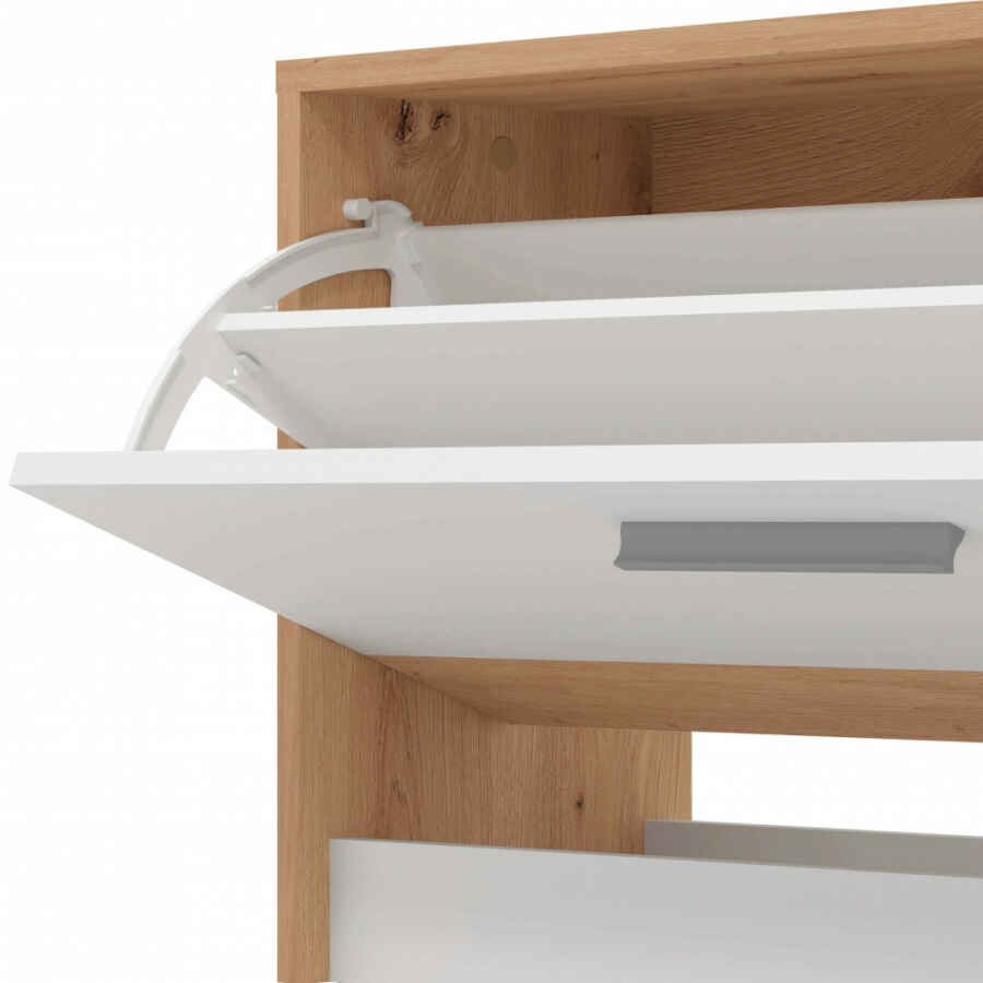 mobile ingresso appendiabiti moderno con specchio e scarpiera cm 91,6 x 28,1 x 202 h – WOODWAVE