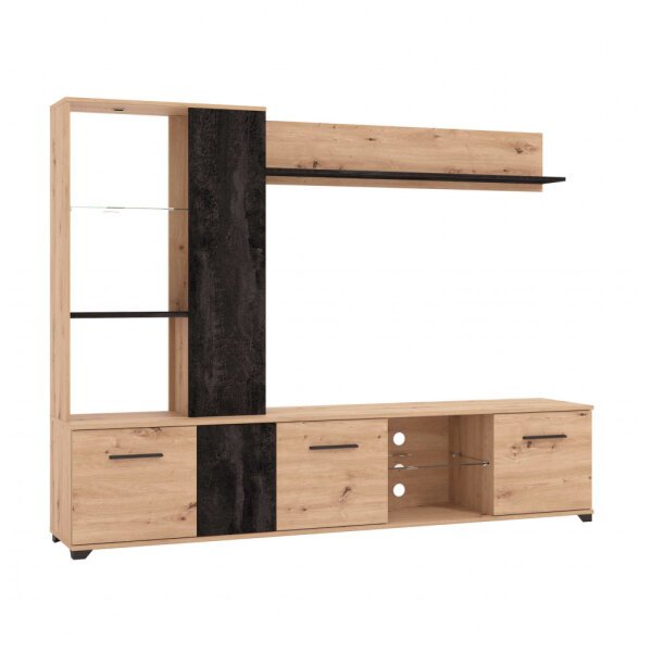 parete attrezzata soggiorno quattro ante moderna minimal in legno cm 202 x 40 x 155,5 h – POLE