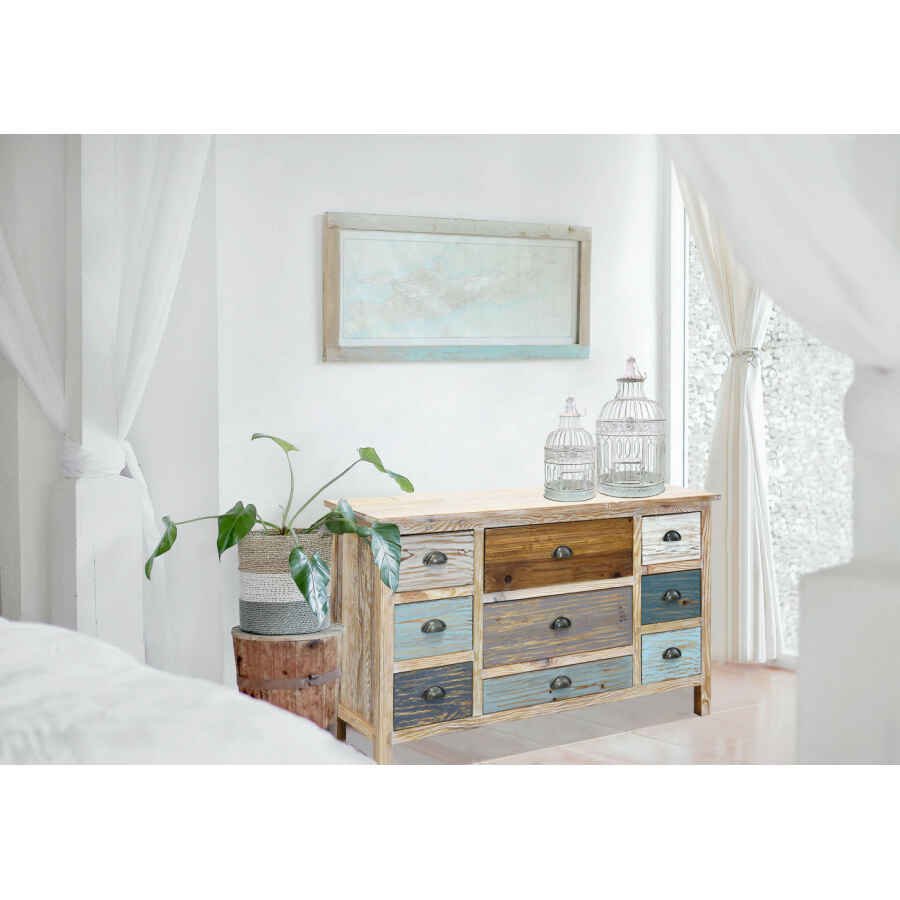 Cassettiera colorata Industrial in Legno cm 130x40x72 – FREDDY