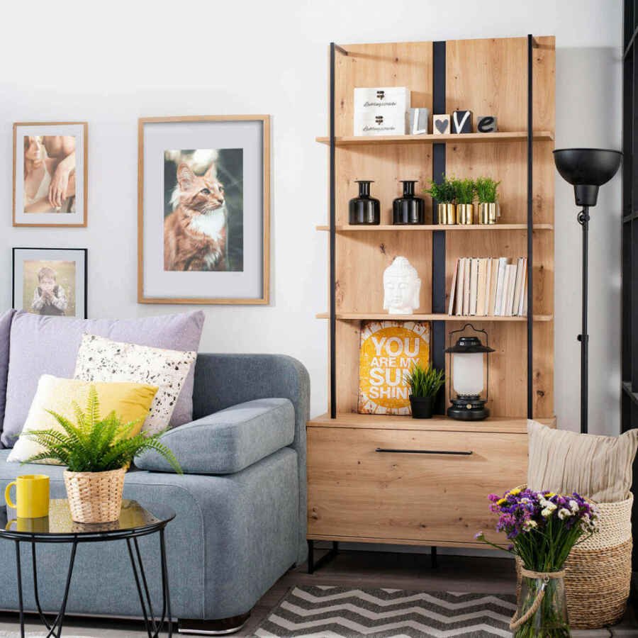 libreria moderna con 4 mensole e un’anta cm 85 x 42 x 191,5 h – ZENWOOD