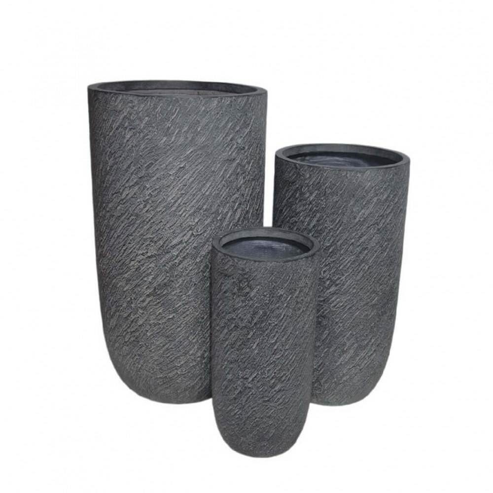 Set di 3 vasi in Fibra di argilla cm 44x44x79 – NINE