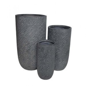 Set di 3 vasi in Fibra di argilla cm 44x44x79 – NINE