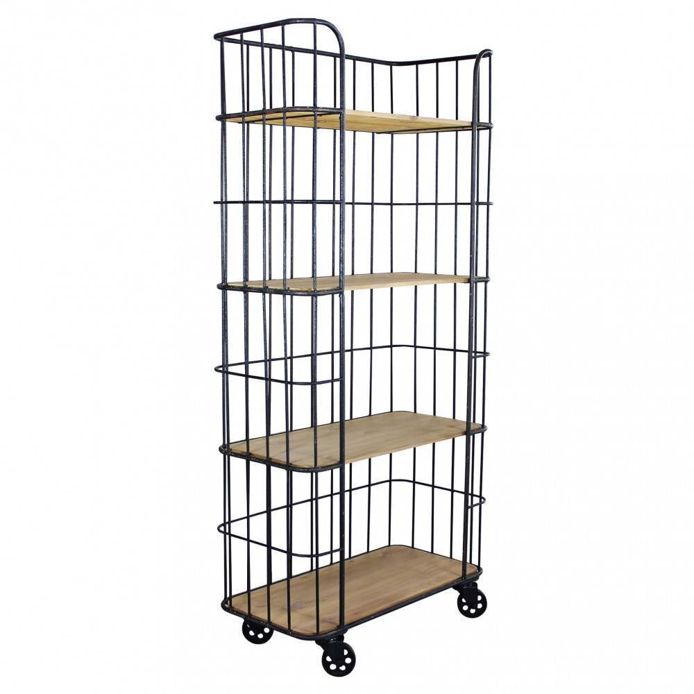Scaffale Industrial con ruote in Legno,Metallo cm 77x40x168 – BRAXTON