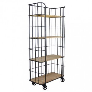 Scaffale Industrial con ruote in Legno,Metallo cm 77x40x168 – BRAXTON