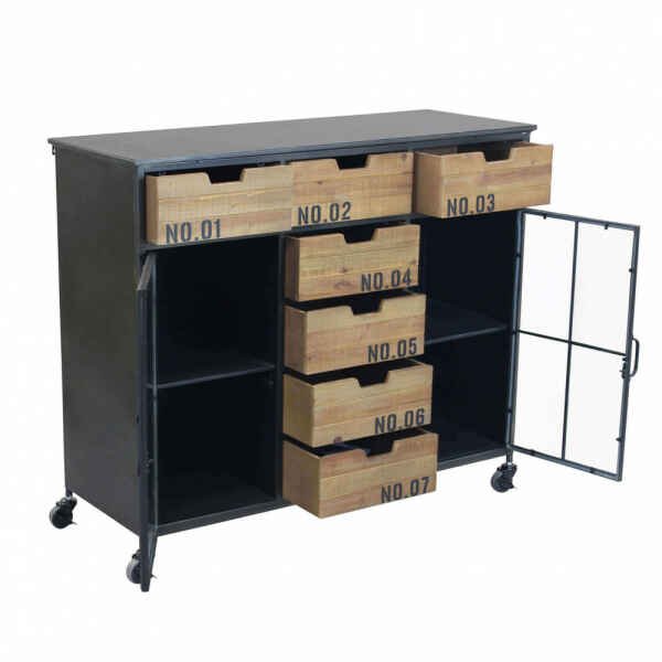 Madia Industrial in Acciaio,Legno cm 98,5×38,5×84 – DORAN