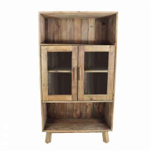 Credenza con Vetrina in Pino riciclato cm 90x40x160 – PINE