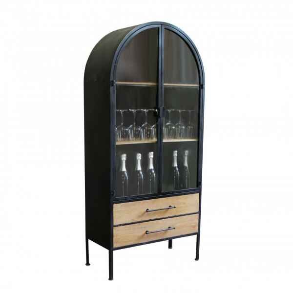 Vetrina Industrial con due cassetti in Acciaio,Legno cm 180x64x82 – HAND