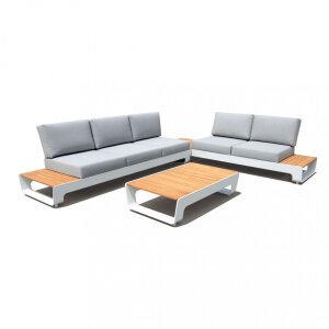 Salotto da Giardino 5 posti in Teak,Alluminio – LEWIN
