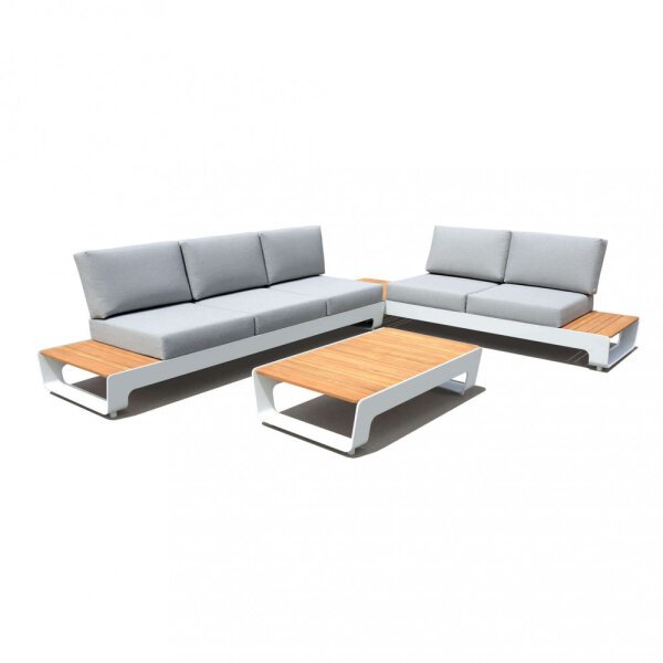 Salotto da Giardino 5 posti in Teak,Alluminio – LEWIN