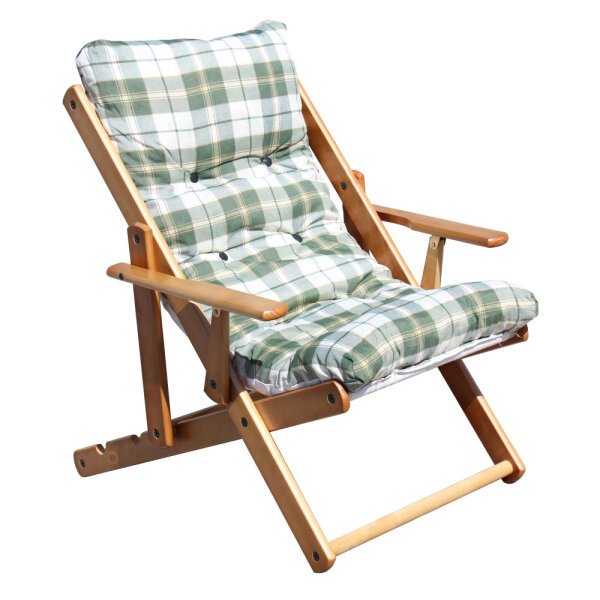 Poltrona Sdraio 3 posizioni con cuscino in Cotone,Legno cm 84x60x100 – OZZY