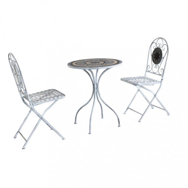 Set tavolo con 2 sedie stile provenzale in Acciaio,Cemento cm 60x60x72 – BRETT