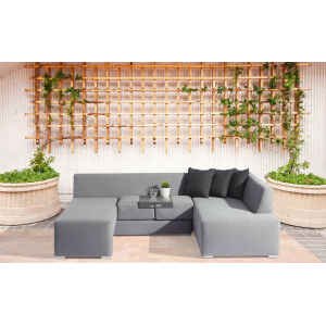 Divano da Giardino angolare con tavolino in Alluminio,Poliestere cm 150x78x69 – FORD