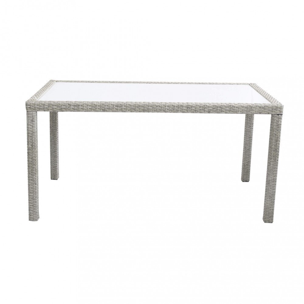Tavolo intreccio e piano in vetro 150×90 – AXEL