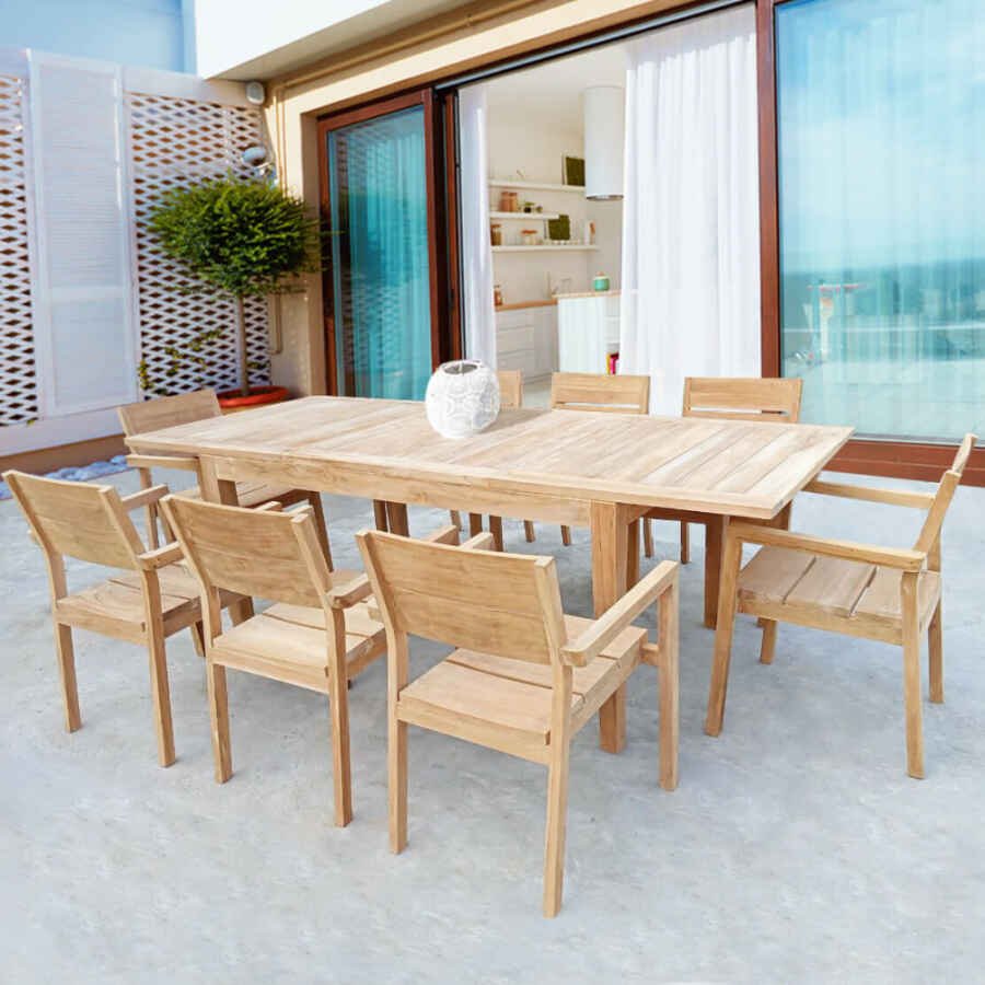Tavolo da Giardino in Teak Allungabile cm 220-300 x 100 – POLDIE