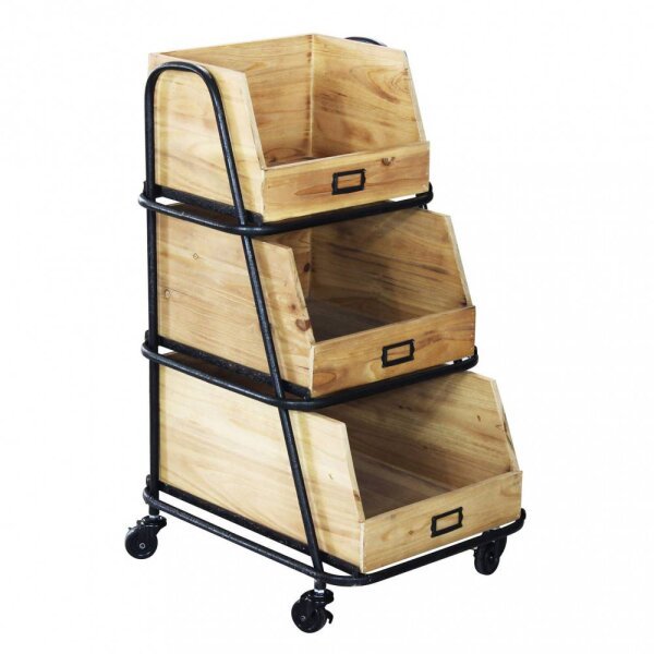 3 cassetti con ruote Industrial in Metallo,Legno cm 38x48x76 – WYMOND