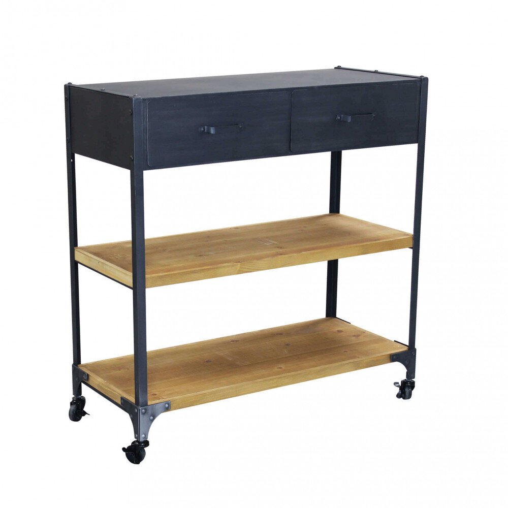 Scaffale con ruote in Acciaio,Legno cm 90,5×39,5×92,5 – JOLYON