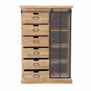 Cassettiera con anta scorrevole in Legno,Metallo cm 82×39,5×123 – BRENNAN
