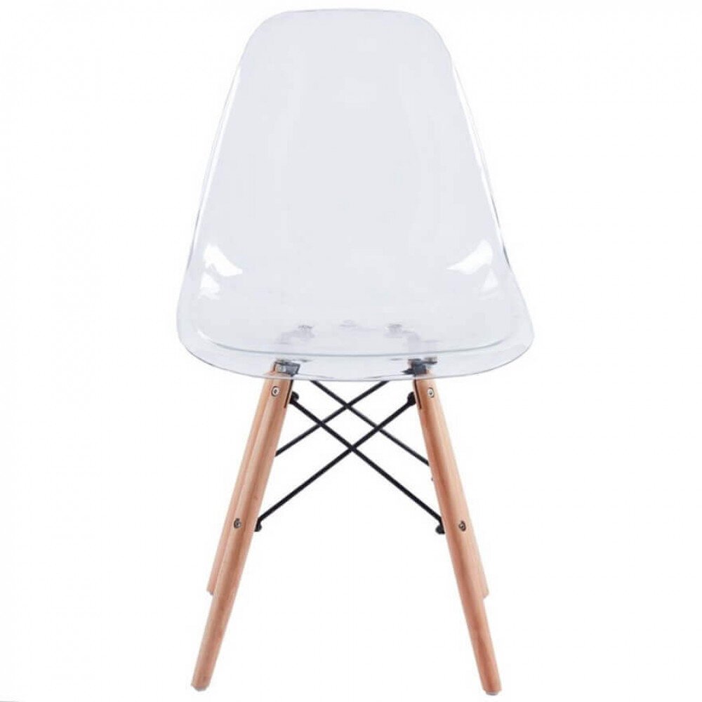 Sedia per sala da Pranzo trasparente in Policarbonato,Acciaio,Legno cm 51,5×46,5×83 – DENTON