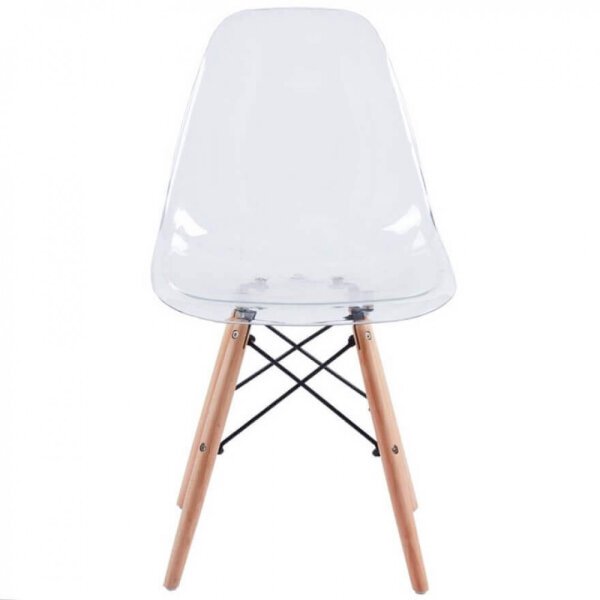 Sedia per sala da Pranzo trasparente in Policarbonato,Acciaio,Legno cm 51,5×46,5×83 – DENTON