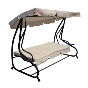 Dondolo Letto da Giardino con cuscini in Acciaio,Tessuto cm 202x114x169 – DALEY