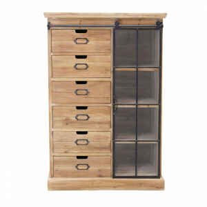 Cassettiera con anta scorrevole in Legno,Metallo cm 82×39,5×123 – BRENNAN