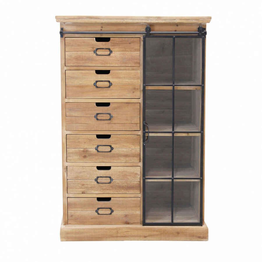 Cassettiera con anta scorrevole in Legno,Metallo cm 82×39,5×123 – BRENNAN