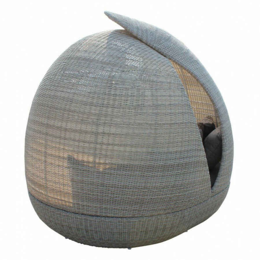 Divano Rotondo da esterno con cuscini in Wicker,Alluminio cm 210x180x192 – DOMINIC