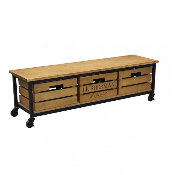 Porta tv Industrial in Acciaio,Legno cm 110x30x33 – BILL