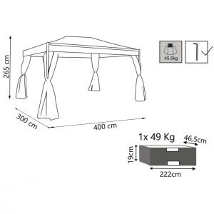 Gazebo da Giardino 3×4 con pareti in acciaio,poliestere – HUFFIE