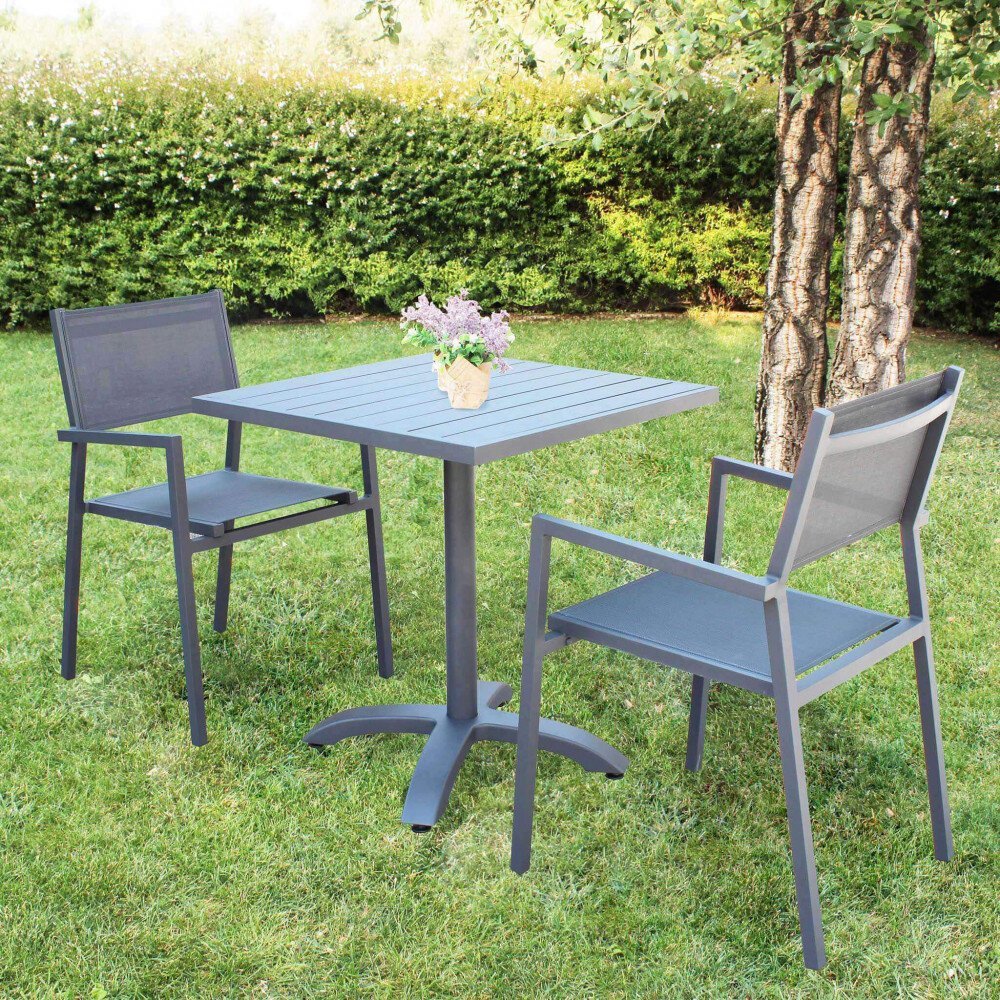 Poltrona da Giardino Impilabile in Alluminio,Textilene cm 55x57x85 – LEX