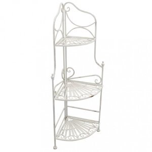Scaffale 3 piani angolare stile provenzale verniciato in Acciaio cm 49x35x115 – BOB