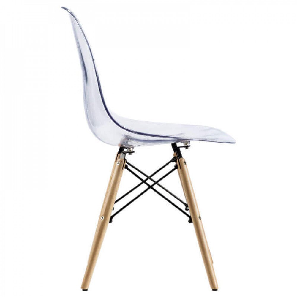 Sedia per sala da Pranzo trasparente in Policarbonato,Acciaio,Legno cm 51,5×46,5×83 – DENTON