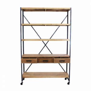 Libreria Industrial in Legno,Metallo cm 114,3×46,5×136 – COLIN