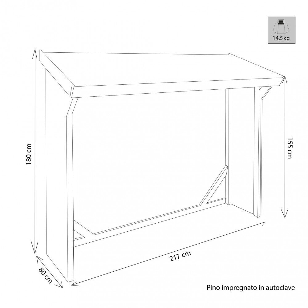 Legnaia da Giardino impregnata in Legno cm 217x80x180 – SACHEVERELL