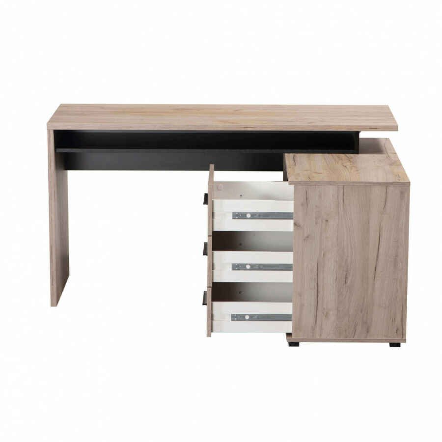 scrivania angolare con vani portaoggetti 3 cassetti cm 137,5 x 101,5 x 75 h – ROCK